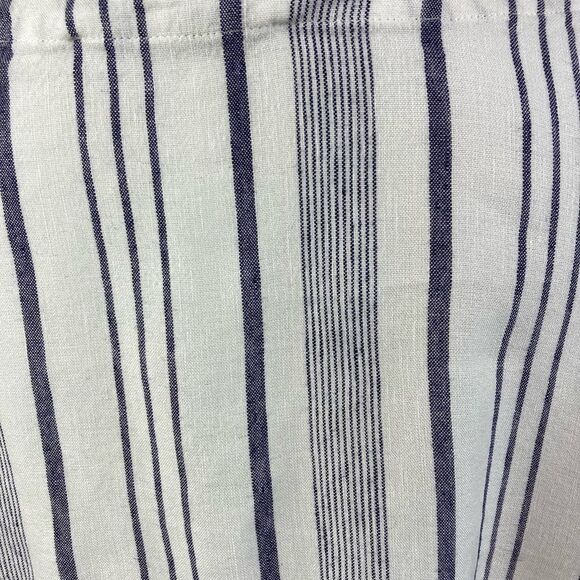Loft Blue and white airy linen blend striped Button-Up tunic w/ side vents - Picture 5 of 9
